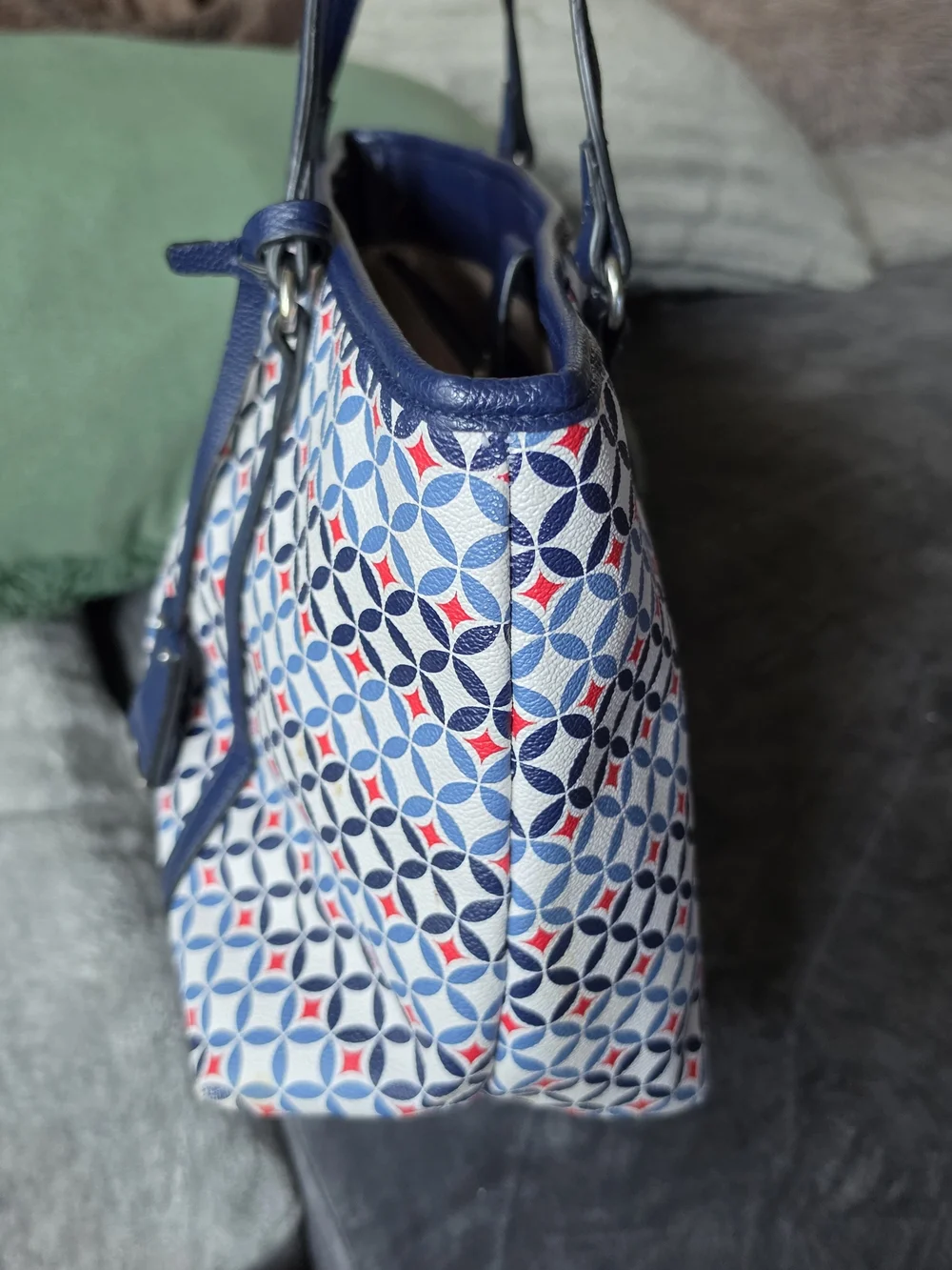 Dana Buchman Navy Geometric Canvas Tote Bag